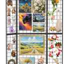 Foldable Grid Wall Panel, 6' x 4.25' Ft Grid wall Display Stand with Notice board, Heavy Duty Sturdy Floor standing Wire Grid Display Rack, Movable Silent Wheel, Ideal for Retail & Art Craft Fairs (Black)