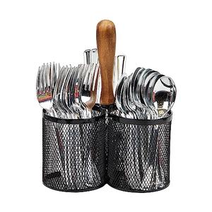 Mind Reader Utensil Holder, Silverware Organizer, Caddy, Cutlery Holder, Kitchen, Metal Mesh, 7.5"L x 7.5"W x 9.75"H, Black