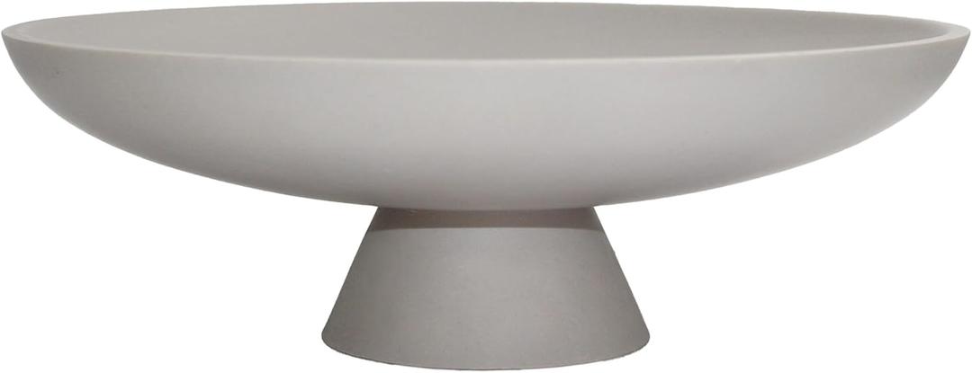 LIN CHUAN Large Decorative Bowl, Modern Resin Pedestal Bowl for Home Decor, Stylish Fruit Bowl for Kitchen Counter, Chic Key Holder for Entry Table, Grey (Gray)