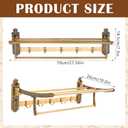 28" 2-Tier European Style Brass Foldable Towel Rack with Hook, Gold