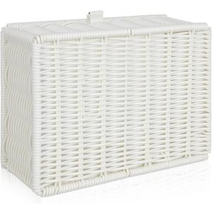 Doorbell Chime Cover Box Only,Special Imitation Rattan Design Door bell Cover Box for Wall inside,Easy Installation Decorative Doorbell Cover Box Plate 7.48"*5.3"*2.75" (White)