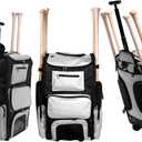 Catchers Gear Bag with Wheels - Elite Rolling Baseball Bag & Softball Bag, Spacious Catchers Bag with Shoe Compartment, Bat Sleeves, Telescopic Handle & Backpack Straps for Game-Ready Players