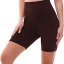 SINOPHANT High Waisted Women Biker Shorts - 6 Buttery Soft Elastic Tummy Control Shorts for Gym, Yoga, Workout (Small-Medium, Brown)