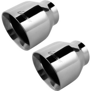 Upower 2.5 Inch Inlet Diesel Exhaust Tip 2.5" to 4" Exhaust Tailpipe 5" Long Double Wall 304 Stainless Steel Weld-On Round Slant Tailpipe Tips 2.5" x 4" x 5, 2PCS