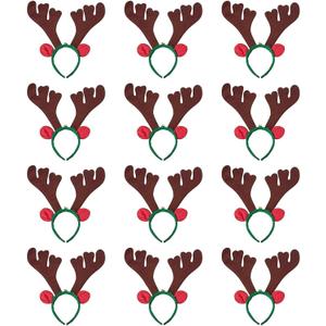 Juvale Reindeer Antlers Headband - Photo Booth Prop for Birthday Party Decor - Durable Felt Reindeer Antlers for Kids - Pack of 12, Multicolor, Children
