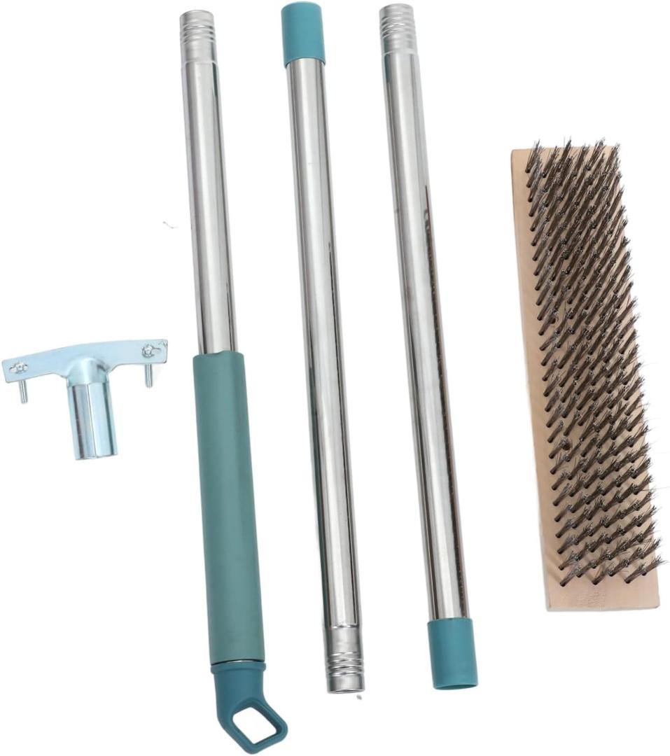 Heavy Duty Stainless Steel Floor Scrubber Brush Handle for Concrete and Rough Ergonomic Grip for Easy Cleaning of Patios and Garages