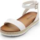 DREAM PAIRS Women's Open Toe Platform Espadrille Wedge Sandals Comfortable One Band Dressy Casual Sandals for Women (6, White/Pu)