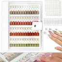 96 Magnetic Nail Color Book, Leather Magnetic Color Display Book with 96PCS Magnetic Tips & 1-120 Number Labels, Perfect for Nail Polish Nails Art Design(White)