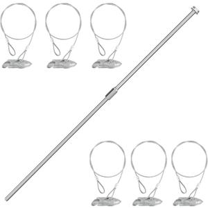 6 Pack Ground Earth Anchors with Drive Steel Stool - Easy Hook Anchor with 30" Long x 1/8" Cable, Ideal for Securing Shed, Fence, Green House, Swing Set and More.