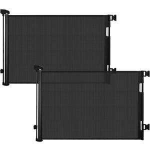 2-Pack Retractable Baby Gate for Stairs-33Height, Expands up to 55Width-Safety Gate for Infants, Toddlers, Dogs & Pets-Easy Install, Secure Closure, Black Mesh Design for Indoor & Outdoor Use
