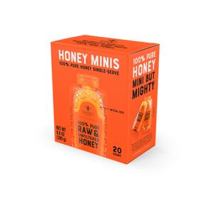 Nate's Honey Minis - Single-Serve 100% Pure, Raw & Unfiltered Honey - 0.49oz Packets, 20ct box (EXP 10/06/27)