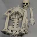 JIALWEN 36" Halloween Posable Skeleton Decorations, 3FT Realistic Plastic Human Full Body Bones with Movable Joints Skeleton for Haunted House Graveyard Props Indoor Outdoor Halloween Party Supplies