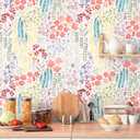 Floral Peel and Stick Wallpaper 9.8' x 15.75'' Colorful Flowers Peel and Stick Wallpaper Watercolor Abstract Wildflower Contact Paper for Bedroom Living Room Furniture Decorative