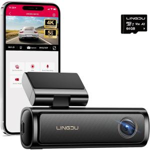 AM100 5G WiFi Dash Cam Front, 4K Dash Cam for Cars with ADAS, Free 64GB SD Card Voice Control, G-Sensor Built-in GPS, WDR 24H Parking Mode, Night Vision Loop Recording, Easy to Install