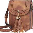 CLUCI Crossbody Bags for Women PU Leather Cell Phone Purse Wallet with Adjustable Guitar Strap | Small, PU Leather (Coral Brown)