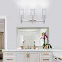LED Vanity Lights for Bathroom,24" Modern Bathroom Light Fixtures,3-Light Brushed Nickel Bathroom Vanity Light with Crystal Bubble Glass&Clear Glass Shade,Bathroom Lighting Fixtures Over Mirror