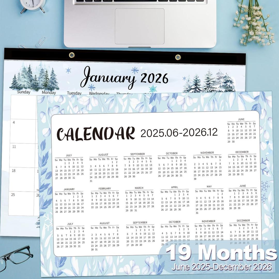 GuassLee Extra Large Desk Calendar 2026-2027 - 19 Months 20" x 30" Jumbo Desk Calendar from Jun. 2026 to Dec. 2027, Large Monthly Planner with Watercolor Design for Office School Home Organizing