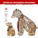 Lighted Rattan Polar Bear Family 2PCS - Large All-Weather Light Up Outdoor Christmas Dcor for Front Yard and Lawn with 140 LED Lights, Zip Ties, Extension Cord, and Ground Stakes