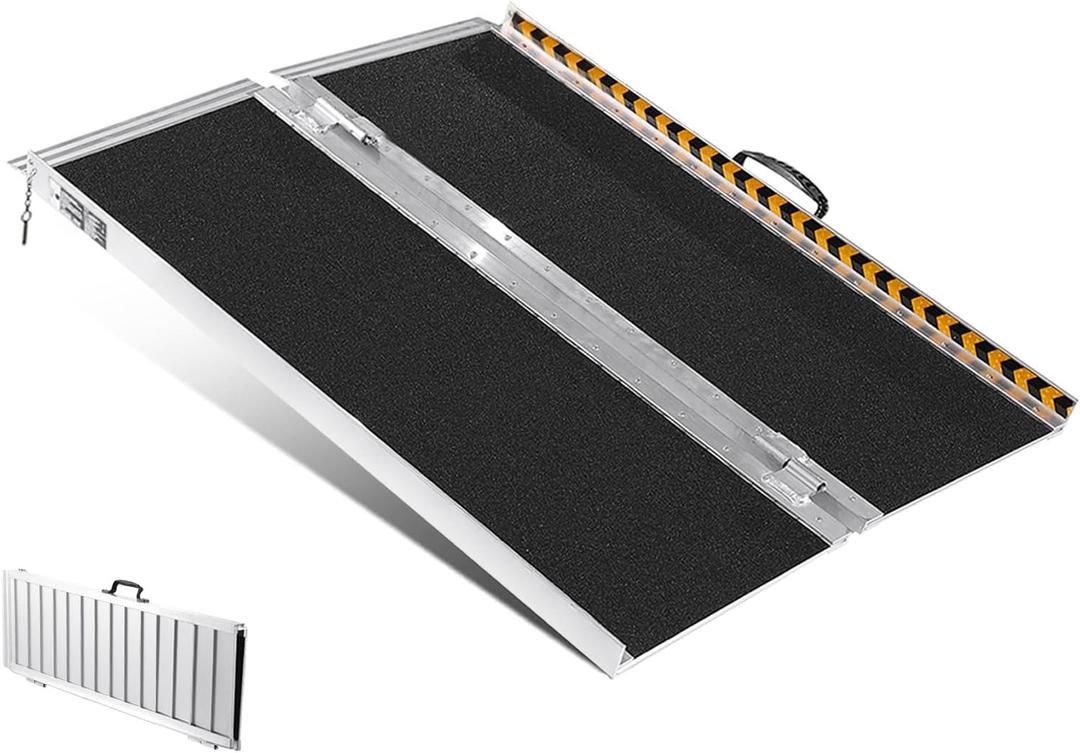 VEVOR Portable Wheelchair Ramp 3FT, Non-Slip Aluminum Folding Handicap Ramp, Door Threshold Ramps for Wheelchair for Home,Wheel Chair Ramp Steps, Cars, Scooter, Cart, Curbs, Stairs (3FT (For height 3-9''))