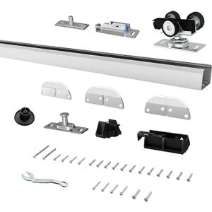 28" Bifold Door Hardware Kit for 2 Doors,Aluminum Sliding Barn Door Hardware Top Mounted for Bathroom, Bedroom, Storeroom, Living Room