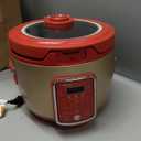 Cool Touch Rice Cooker with Glass Lid, Food Steamer, Slow Cooker, Multicooker with 11 Preset Functions, Steam Tray, Measuring Cup, Rice Spatula, 20 Cups (Cooked) (Red)