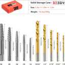 Screw Extractor Set, 37# Cr-Mo & 6542 HSS Steel Cobalt Left-Hand Drill Bit, Easy Out Broken Bolt Remover Reverse, Ez Out Stripped, Rounded-Off, Damaged Bolts, Screws&Studs Removal Tool (10-Pieces)