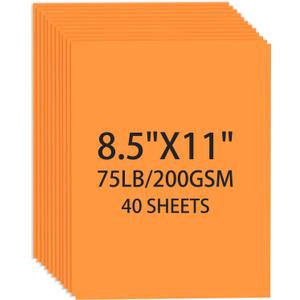Light Orange Cardstock 8.5 X 11, 40 Sheets Neon Orange Card Stock, 75lb/ 200gsm Bright Orange Colored Copy and Printer Paper For Halloween Art, DIY Card, Craft, Construction, School & Office Supplie