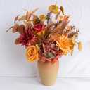 LUEUR Artificial Sunflower with Vase, Artificial Fall Flowers for Decoration, Autumn Faux Gerber Daisy Flowers Arrangement in Vase Suitable for Home Living Room Fall Decor Table Centerpieces (Orange)