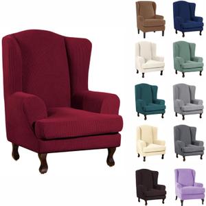 INFLAG Wing Back Chair Slipcovers, Stretch Spandex Wingback Chair Covers Sofa Slipcover Washable Chair Covers Armchair for Living Room and Bedroom (Burgundy)