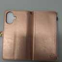 XcaseBar Compatible with iPhone 16 6.1" Wallet case with Zipper Credit Card HolderRFID Blocking,Flip Folio Book PU Leather Phone case Shockproof Cover Men Women for Apple 16 case Rose Gold