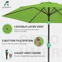 JEAREY 7.5FT Patio Umbrella Market Table Umbrella with 6 Sturdy Ribs, Push Button Tilt/Crank Outdoor Umbrella for Garden, Deck, Backyard, Pool and Beach,Grass Green