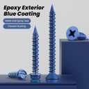 35Pcs 1/4 x 3-1/4 Inch Concrete Screws Anchor with Drill Bit, Blue Flat Head Masonry Brick Stucco Cement Block Screws, Diamond Point