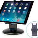 Premium 360 Rotating Tablet Stand for Desk  Adjustable Tablet Holder for 7.9 to 13 Devices, Swivel Weighted Base, Sturdy Black Metal iPad Stand for Office, Home, and Retail Display