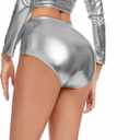 Wildarms Womens Metallic Booty Shorts Shiny Rave Bottoms High Waisted Festival Dance Mardi Gras Shorts Hot Pants, Large