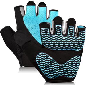 sunnex Workout Gloves for Women - Breathable Weight Lifting Gloves with Non-Slip Silicone Padding, Fingerless Gym Gloves for Cycling, Rowing, Pull Ups & Training (4 Sizes) (Small, JS-BLUE)