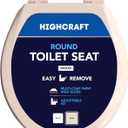 HIGHCRAFT Premium Round Toilet Seat with Adjustable Hinges & Quick Removal Mechanism - Molded Wood Toilet Seat - Fits Standard Round Toilets - Round Seat in Bone/Beige