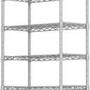 GIOTORENT 8-Wire Garage Shelving Storage Shelves, Kitchen Storage Adjustable Shelf, Metal Shelves 1600Lbs Capacity 24" W x 14" D x 72.2" H for Laundry Bathroom Pantry Closet, Silver, 14.0D x 24.0W x 72.2H