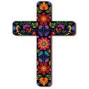 Maitys Floral Cross Wall Decor Hand Painted Decorative Inspirational Wooden Cross Mexican Art Wall Decor Mexican Crucifix for Home Room Church Decoration (Retro Style)