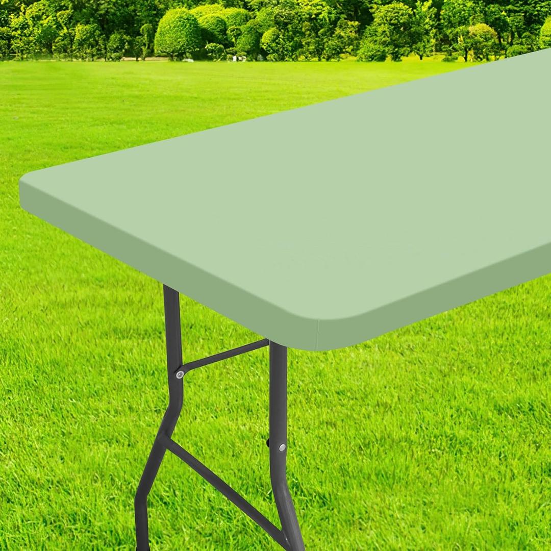 homing Rectangle Table Cloth Cover, Waterproof Polyester Elastic Fitted Tablecloth, Fits for 5 Foot Folding Tables, Washable Table Protector for Picnic, Camping, Outdoor (Green, 30" x 60")