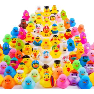 100Pcs Rubber Ducks in Bulk for Jeeps, Bath Toys Party Favors Cute Mini Ducks with Unique Designs, Floating Toys for Kids, Pool, Car Decoration, Easter Gifts
