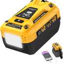140W Battery USB Charger Compatible with Dewalt 20V Battery, Fast Charger Adapter Replacement, Featuring 2 PD3.1 USB-C Ports, 1 QC18W USB-A Port, 700LM LED for Outdoor Jobsite Camping(Adapter Only)
