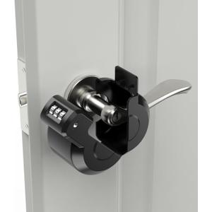 Keyed Door Handle Lockout Device Cover with Code to Disable Access to Keyhole Combination Lock for Bedroom from Outside Only Fits Handle Lock with Long Connecting Shaft Please Measure Before Order (Black)