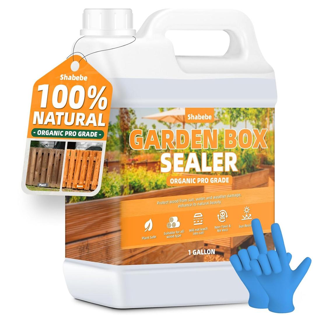 Garden Box Sealer 1 Gallon, Non-Toxic & Plant-Safe Waterproofing Wood Sealer for Raised Garden Beds, Planters & Pet Shelters, Long-Lasting Protection Against Water, Sun & Weather Damage