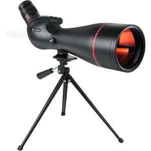 25-75x100 Spotting Scope for Target Shooting with Upgraded Tripod Carrying Bag and Phone Adapter Angled Spotter Scope for Bird Watching Hunting Wildlife Scenery Monocular for Adults