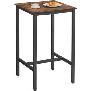 VASAGLE Bar Table, Kitchen Dining Table, High Top Pub Table, Bar Height Cocktail Table for Living Room Party, Sturdy Metal, 23.6 x 23.6 x 41.7 Inches for Narrow Spaces, Rustic Brown and Ink Black