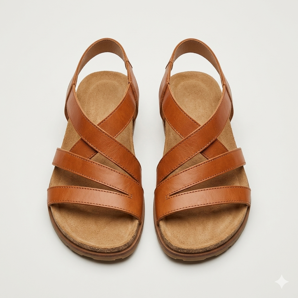 Brown Leather Strap Sandals (5.5)