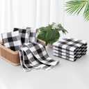 homing Buffalo Plaid Kitchen Towels and Dishcloths Set, 12" x 12" and 13" x 28", Set of 8 Bulk Cotton Waffle Weave Dish Towels, Super Soft Absorbent Hand Towels for Kitchen, Black & White