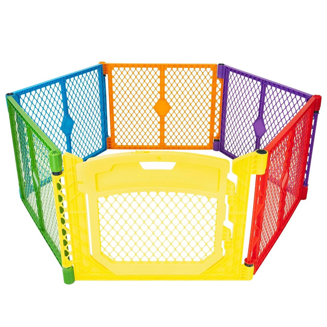 Toddleroo by North States - Superyard Colorplay Ultimate Play Yard: Freestanding 6 Panel Baby Playpen - Indoor/Outdoor Use - Made in USA - Encloses Up to 18.5 Square Feet - 26 Inches Tall - Color play