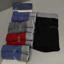 George Men's Moisture Wicking Regular Leg Boxer Briefs, 6-Pack (Grey/Stripesred/Blue/Diamond/Red) Size XL