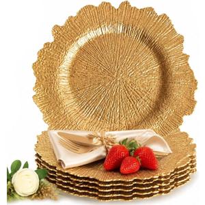 Gold Charger Plates bulk 100, 13" Gold Chargers for Dinner plates